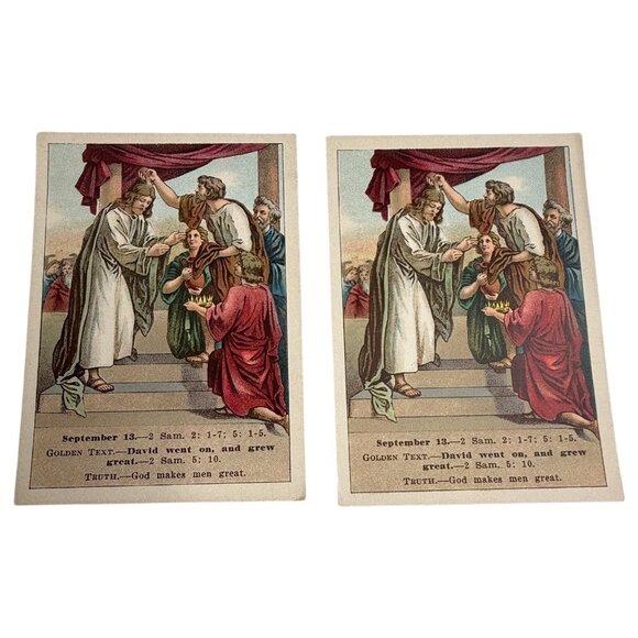 Antique 1908 Bible Lesson Picture Cards David C Cook Lot of 18 Christian Vintage - Picture 11 of 11